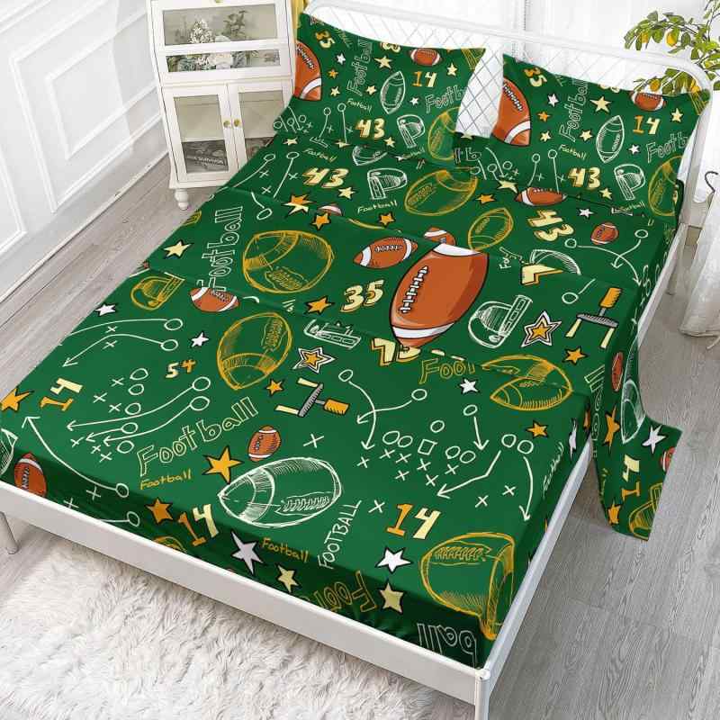 寝具カバーセット かわいい キャラクター ボール 車柄 マイクロファイバー ボックスシーツ フラットシ..