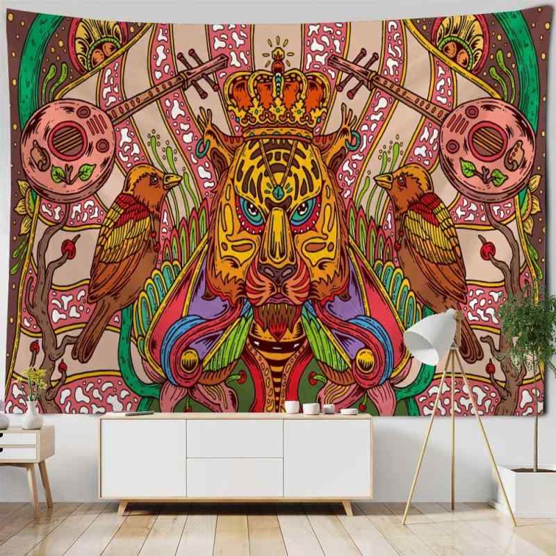 タペストリー ボヘミアン レトロ かわいい 壁掛け 幻想的なアニマル 動物 柄 トロピカル ボタニカル 植物 背景布 ポリエステル製 インテリア 雑貨 部屋飾り 目隠し 間仕切り リビング 寝室