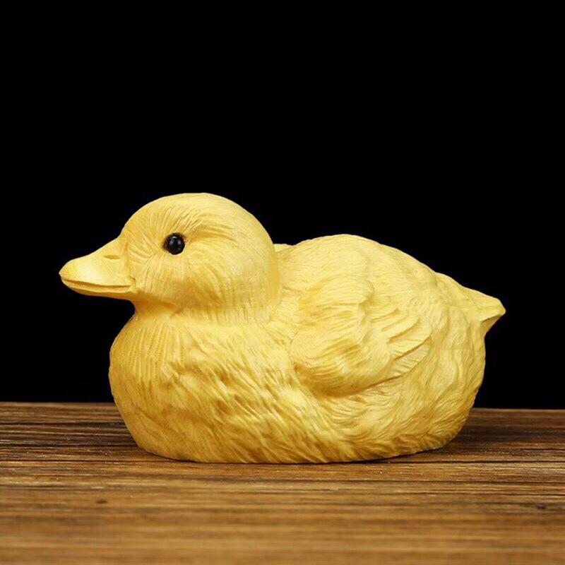 置物 ツゲ材 無垢材 手彫り オシドリ アヒル 新中国風 ホームインテリア 飾り物 茶席飾り 研磨仕上げ ..