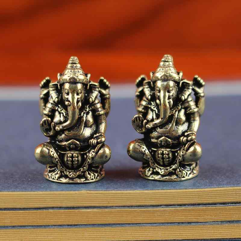 置物 ソリッド 純真鍮製 タイ 象神 ゾウ神 財運 金運 開運 招福 東南アジア風 アジアンテイスト コレクション オブジェ 手のひらサイズ(x2)(3)
