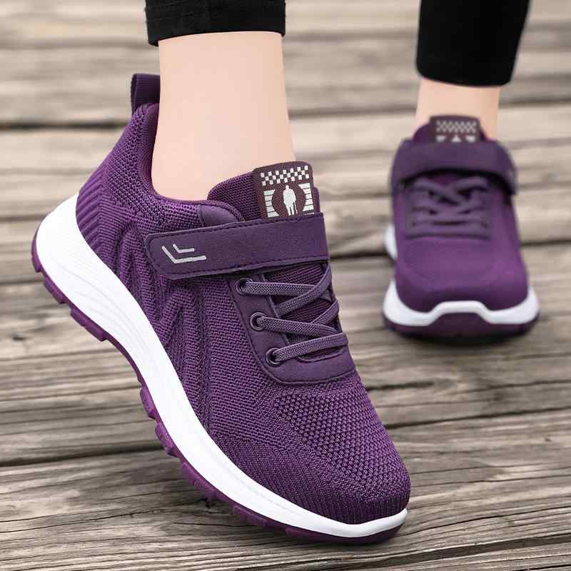 ウォーキングシューズ レディース 中高年 シニア 女性用 クッション性 織り込み 通気性 マジックテープ..