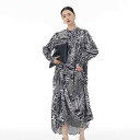 ワンピース レディース 春夏 ボヘミアン ティアード ロング 長袖 大きいサイズ ゆったり 体型カバー 切り替え プリント スタンドカラー ポリエステル ブラック ストリート カジュアル フリーサイズ