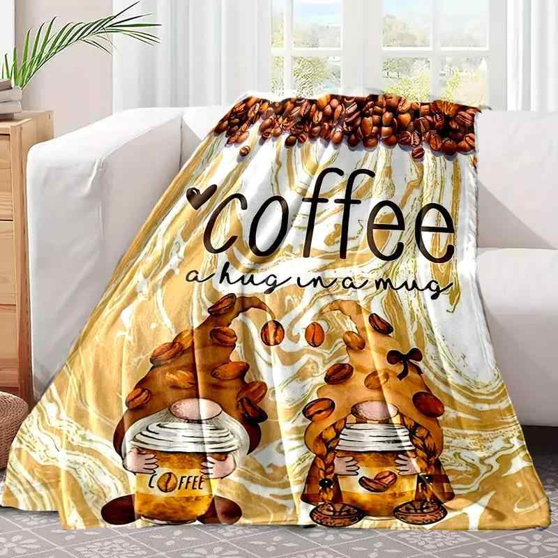 ブランケット フランネル 柔らか ふわふわ あったか ドワーフ コーヒー柄 プリント ポリエステル 北欧..
