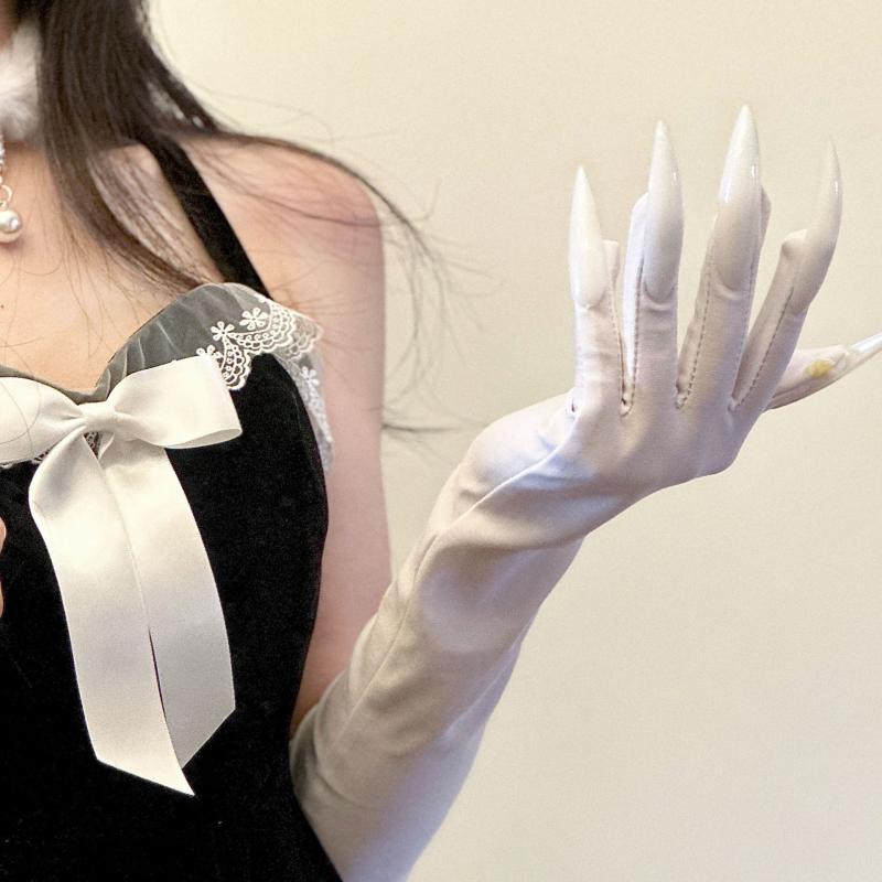 手袋 レディース ハロウィン コスプレ 原宿 ロリータ パンク ゴシック ダーク 爪付き ネイルグローブ クール 個性派 ファッション小物 春夏 白 黒 赤 ポ...