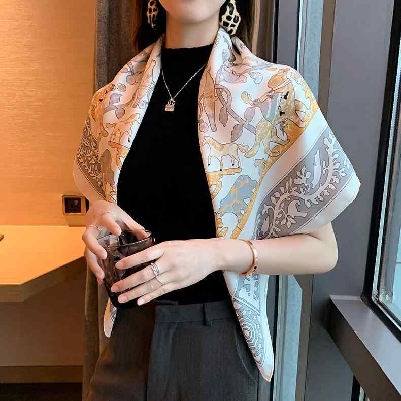 スカーフ レディース ショール 春夏 シルクツイル 90cm 大判 正方形 ジャングルドリーム柄 動物王国 ア..