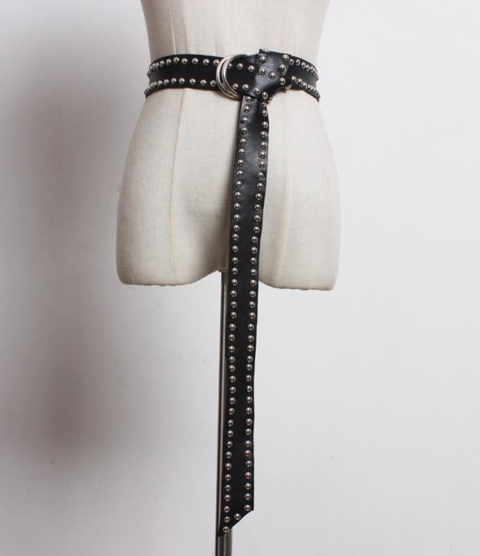 ベルト レディース 女性用 本革 牛革 幅広 太め リベット スタッズ 黒 ブラック 大きいサイズ ゆったり ロング デニム ジーンズ スカート カジュアル おしゃれ ファッション小物