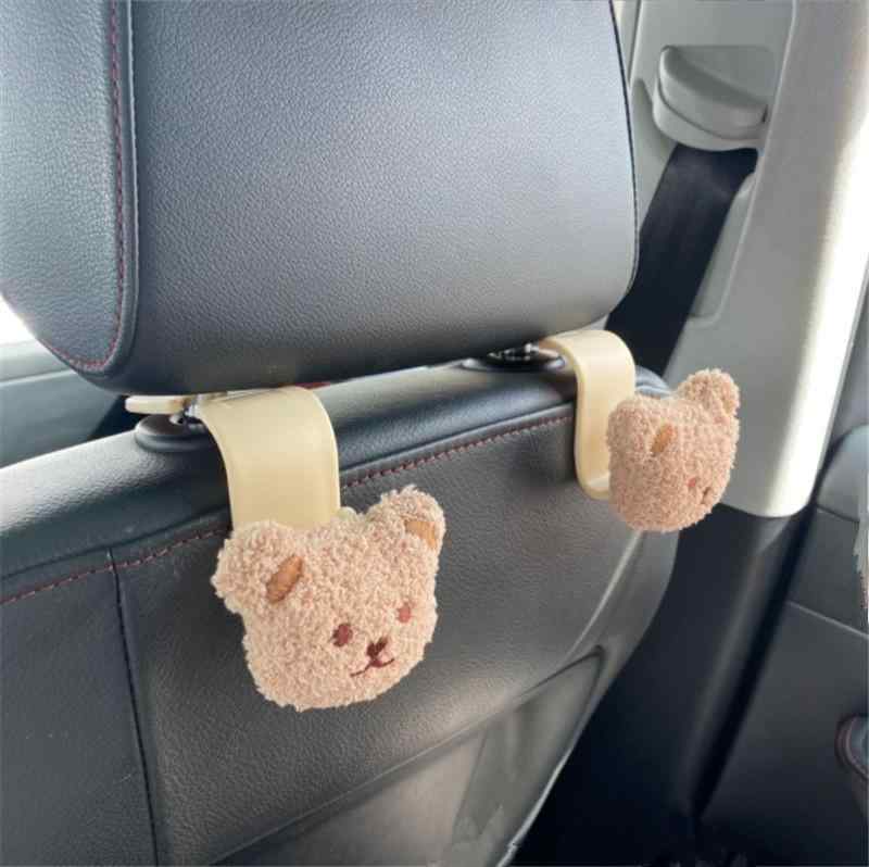 カーフック かわいい クマ キャラクター 車載 ヘッドレスト 多機能 シート収納 荷物掛け バッグハンガ..