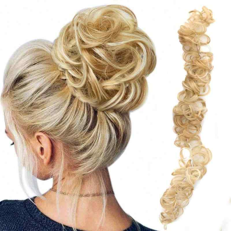 お団子ウィッグ レディース 簡単装着 時短 ナチュラル ボリュームアップ ルーズ ふんわり カール まと..