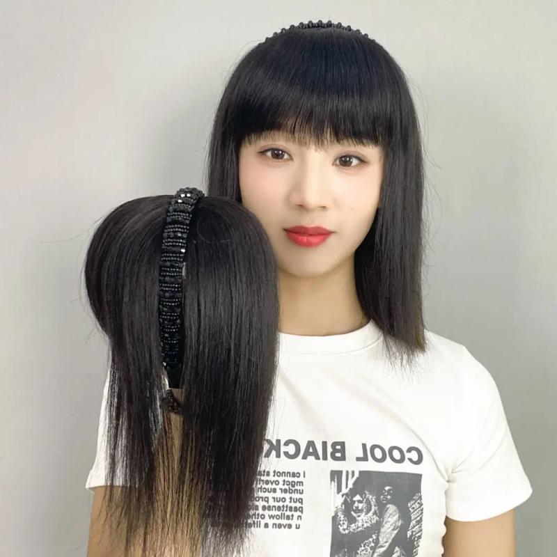 ウィッグ レディース カチューシャ一体型 前髪ウィッグ 白髪隠し 生え際カバー 自然な仕上がり 境目な..