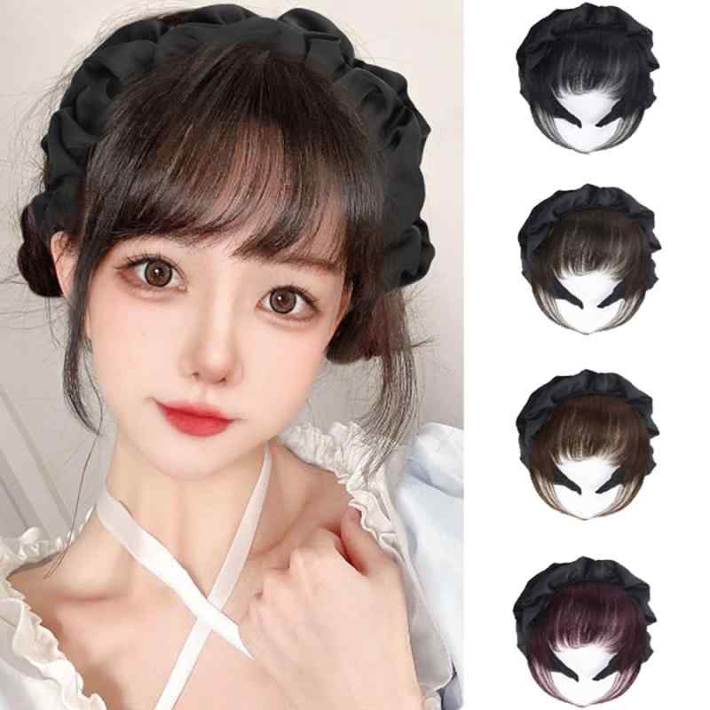 前髪ウィッグ レディース 頭頂部カバー 自然な目隠し シームレス ぱっつん前髪 クシュクシュ雲形カチュ..