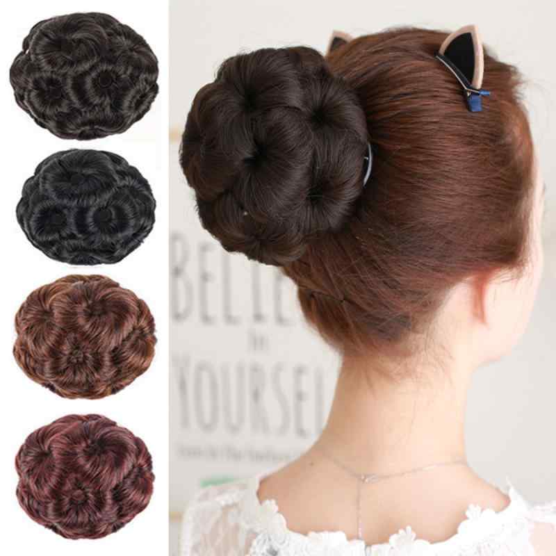 ウィッグ レディース 簡単装着 お団子ヘア つけ毛 九つの花 フラワーモチーフ ラインストーン 結婚式 ..