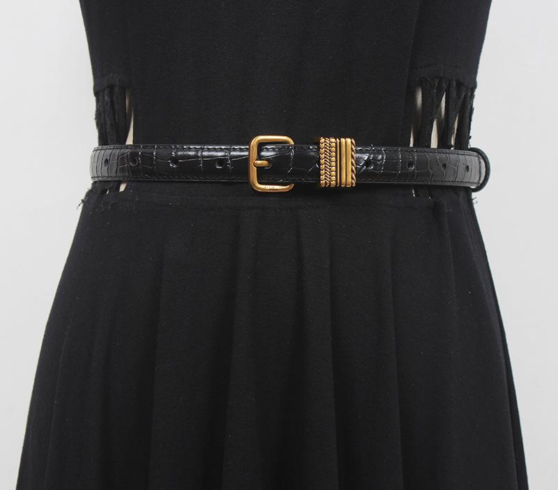 ベルト メンズ イタリアンレザー 本革 牛革 トップグレイン クロコ型押し カービング加工 ピンバックル..