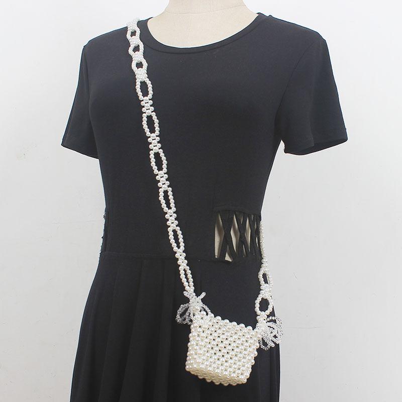 DIYキット レディース ミニ 水晶 パール ビーズ ショルダーバッグ 斜め掛け スクエア型 アクリル 日韓風 手作り かわいい 日常使い 材料セット