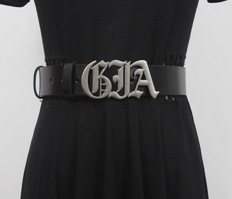 ベルト メンズ レディース Y2K ヴィンテージ加工 いぶし銀 本革 カウハイド ライチ型押し 針バックル ..