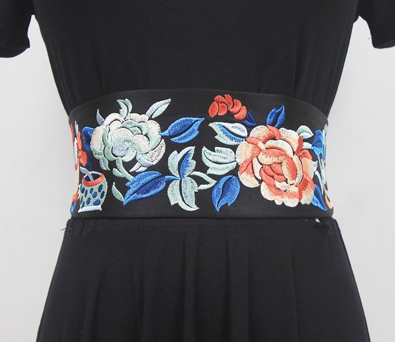 ウエストマークベルト レディース 民族風 刺しゅう 中国風 レトロ アンティーク 漢服 ワンピース ドレ..