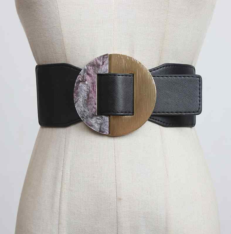 ウエストマークベルト レディース 女性用 幅広 ワイド 伸縮性 ストレッチ ゴム入り ウエストシェイプ フェイクレザー ワンピース スカート スーツ ジャケット フォーマル カジュアル おしゃれ ブラック ブラウン ベージュ