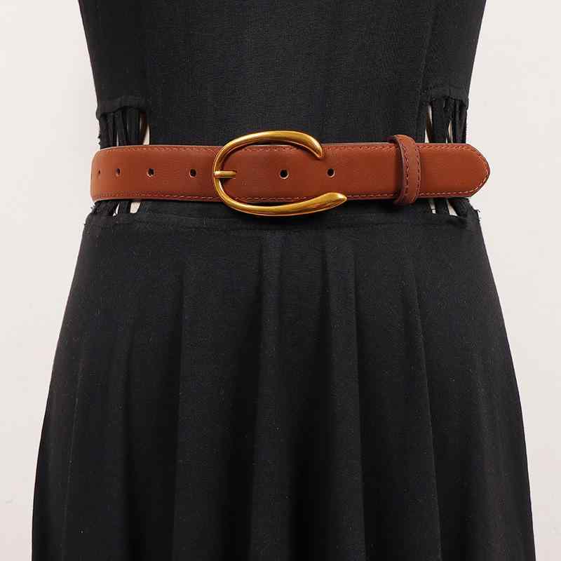 ベルト レディース 本革 スエード 二層牛革 ウエストマーク 合金バックル ピンバックル ウールコート ..