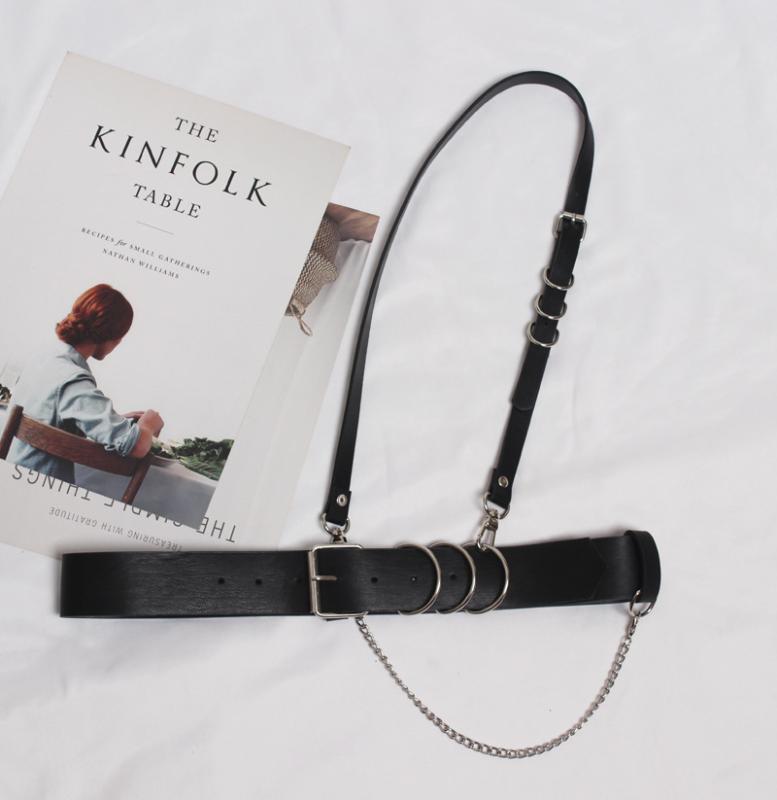 シャツワンピース レディース コルセット風 ウエストマークベルト 斜め掛け ストラップ付 立体デザイン..