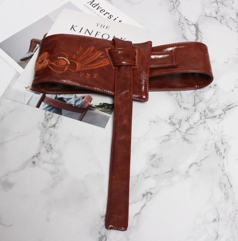 ベルト レディース 鳳凰 刺繡 中国風 漢服 浴衣 和装 ウエストマーク 幅広 サッシュベルト フェイクレ..