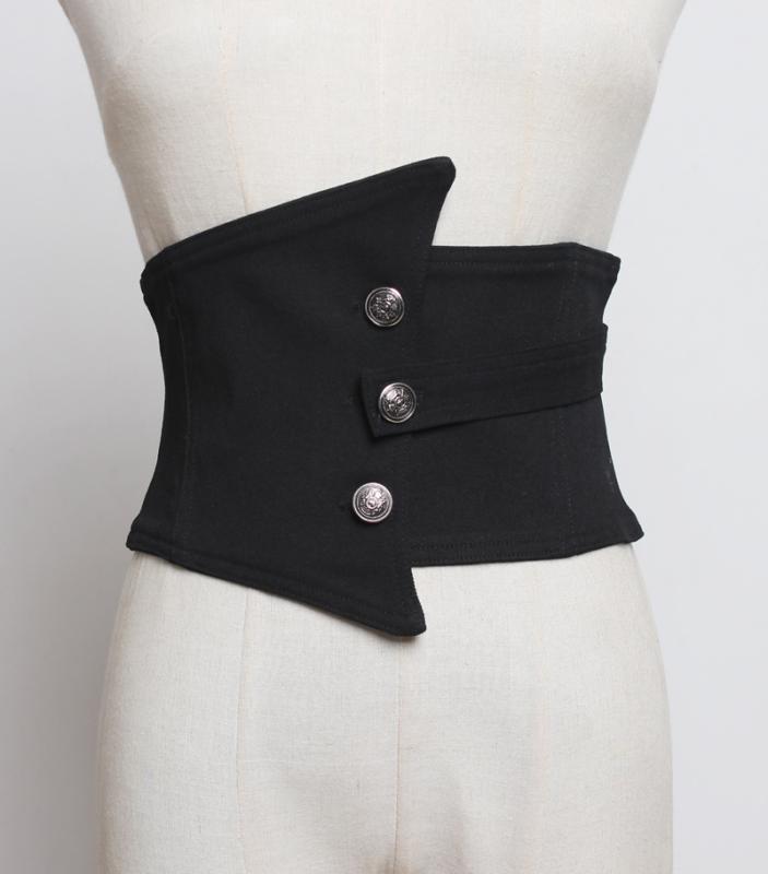 ベルト レディース ウエストマーク ワイドベルト アシンメトリーデザイン 伸縮性 コットン素材 シンプ..