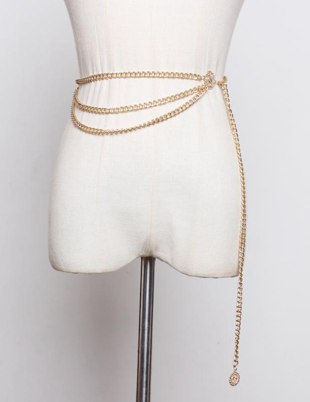ウエストチェーン レディース 細身 金属製 セクシー シンプル 着回し 万能 ワンピース シャツ スカート ウエストマーク 装飾 韓国ファッション ゴールド シルバー