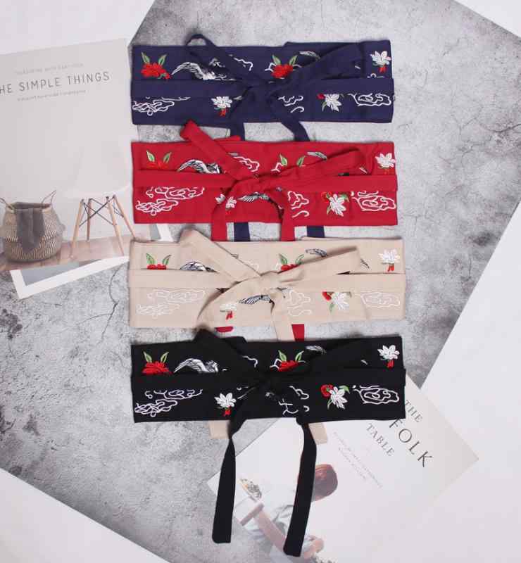 ウエストベルト レディース 幅広 レースアップ コルセット風 スタイルアップ 着痩せ 細見え効果 チャイナ風 豪華刺繍デザイン 布製 麻風 ワンピース シャツ ブラウス チュニック用 アウター おしゃれ 着回し カジュアル きれいめ