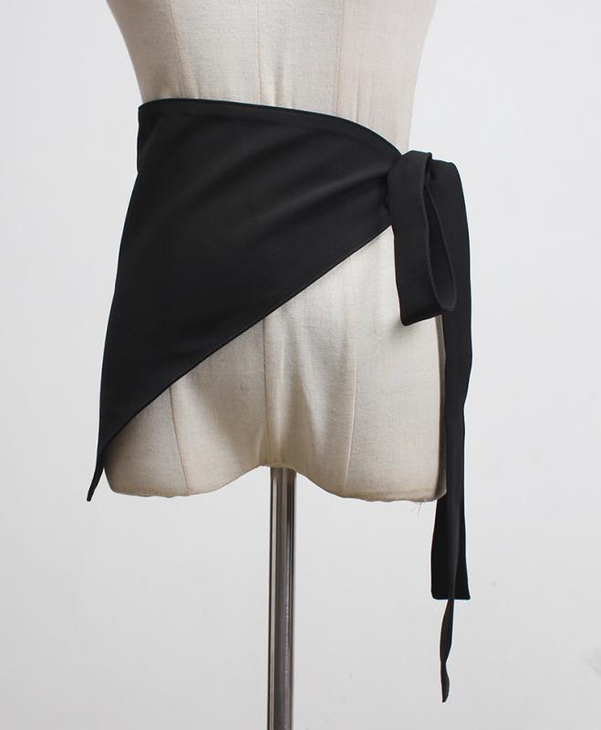 ウエストベルト レディース 春夏 スーツ生地 和風 三角形 アシンメトリー レースアップ 結び ブラック ..