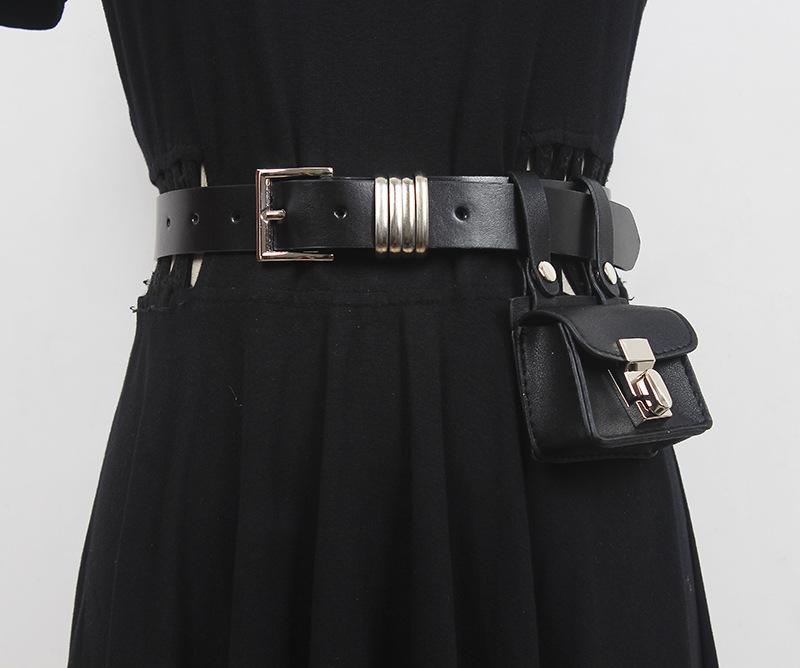 ウエストバッグ レディース 女性用 牛革 本革 個性的デザイン 高級感 上質 スタイリッシュ ブラック 黒 ウエストポーチ 斜め掛け(4)