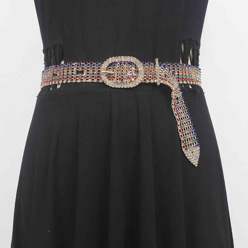 ベルト レディース 全面ラインストーン 高級感 キラキラ クリスタル ジルコニア ウエストチェーン ウエストベルト ドレス ワンピース ..