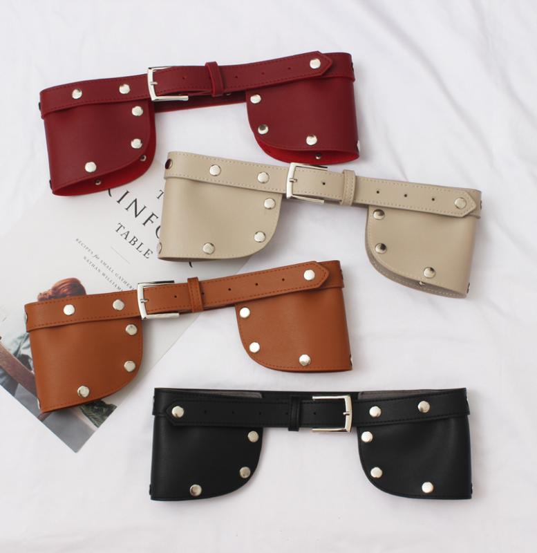 レディース コルセットベルト 幅広 フェイクレザー ウエストマーク シンプル スタッズ 調節可能 ワンピ..