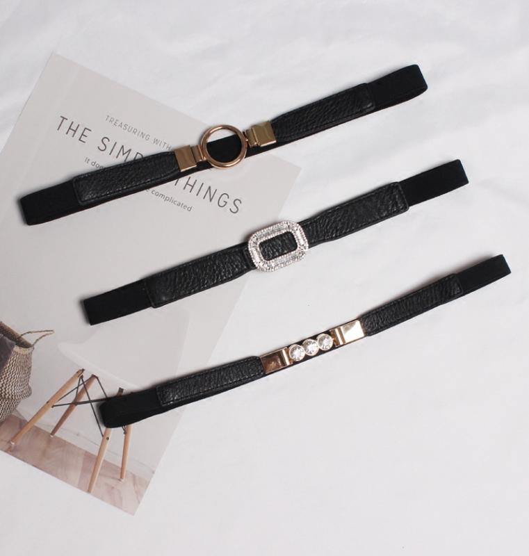 ベルト レディース フレンチ レトロ 伸縮性 ゴム 細ベルト ラインストーン フック式 ウエストマーク ワンピース ドレス スカート 装飾