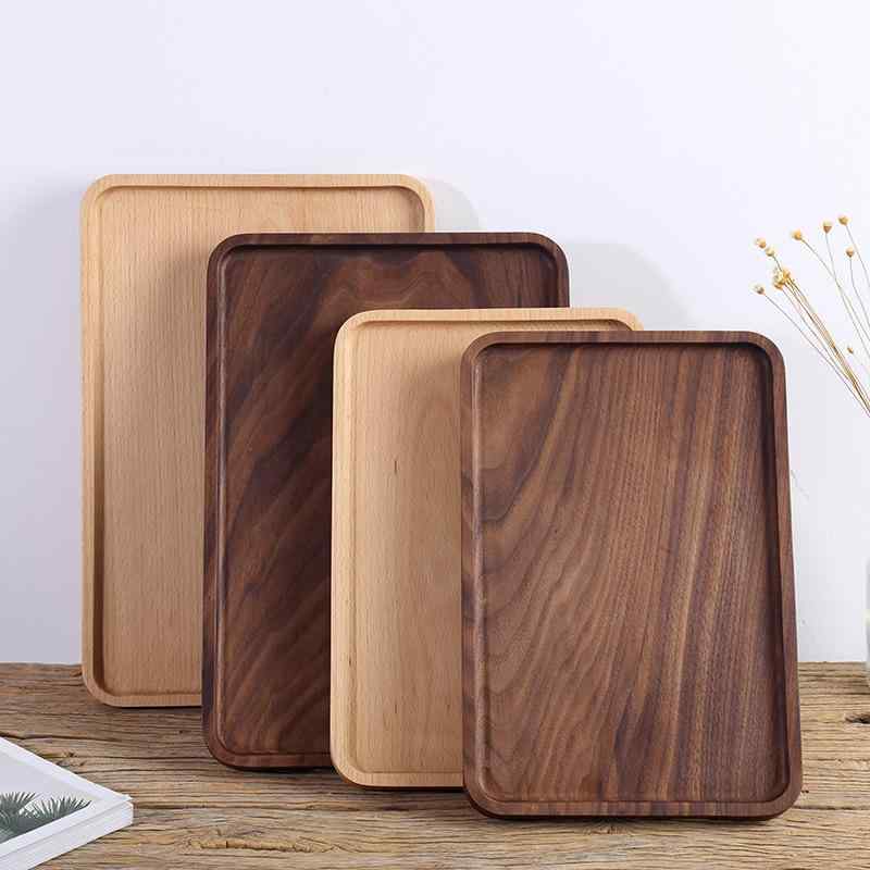 トレー 持ち手付き 無垢材 天然木 ビーチウッド ウォールナット 無塗装 長方形 モダン シンプル おしゃれ 食事用 ランチ ディナー フルーツ デザート 軽食 カフェ ホテル 業務用 来客用