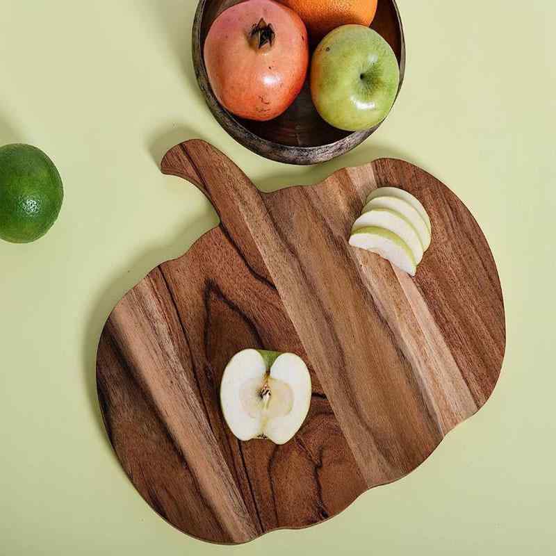 サービングボード 無垢材 カボチャ型 取っ手付き モダン おしゃれ 変形デザイン 家庭用 まな板 プレー..