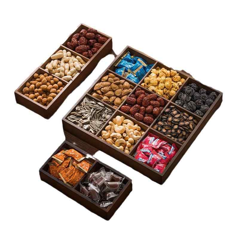 多機能 仕切り付き 木製トレー 竹製 蓋付き おうちカフェ 来客用 ティータイム おしゃれ 大容量 手提げ..