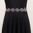 ウエストチェーン レディース 透かし彫り ローズモチーフ シルバーカラー 細身 金属製 ベルト ウエストマーク 装飾品 デイリー カジュアル フォーマル オールシーズン ファッション小物