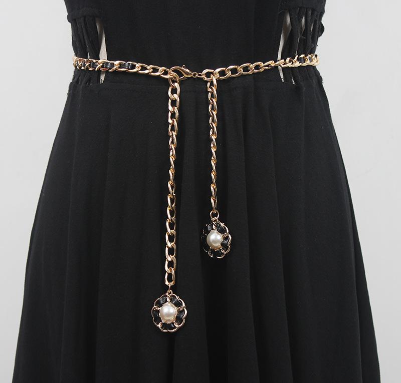 レディース ベルト 細身 チェーンベルト ワンピース スカート ウエストマーク メタル ゴールド バイカラー おしゃれ ファッション 高見え 着回し カジュアル エレガント