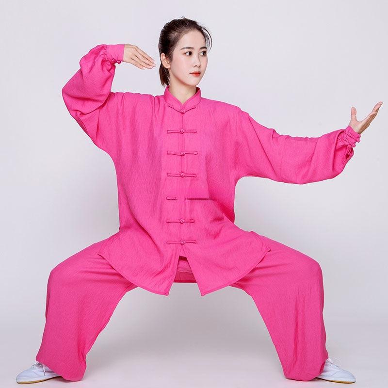 太極拳服 レディース シニア向け 通気性 伸縮性 綿麻 リネン 道士服 八段錦 練習着 稽古着 武術 武道 ..