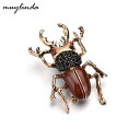 ブローチ 男女兼用 エナメル加工 電気メッキ加工 レトロ ヴィンテージ リアル 昆虫モチーフ クワガタ 動物デザイン ダークブラウン ユニーク 繊細