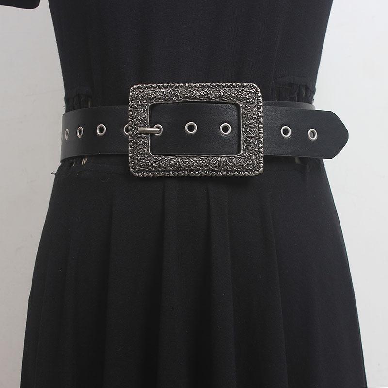 ベルト レディース シンプル スタッズ メタルバックル ピンバックル PUレザー 欧米風 万能 カジュアル きれいめ 幅広 秋冬 ブラック ブラウン