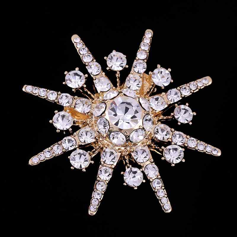ブローチ 男女兼用 合金製 欧米風 個性的 大ぶり ヒトデ 花 クリスタル装飾 レトロ エレガント シンプ..