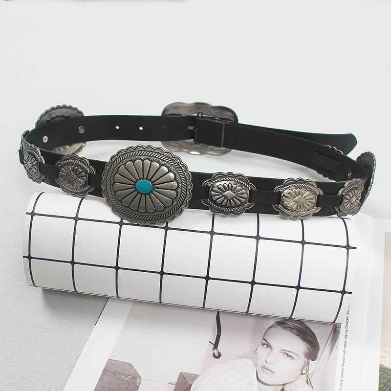 ベルト レディース ボヘミアン ウエスタン レトロ ヴィンテージ 幅広 太め カービングデザイン 牛革 本革 レザー ピンバックル 合金 おしゃれ カジュアルスタイル ウエストマーク ファッション小物