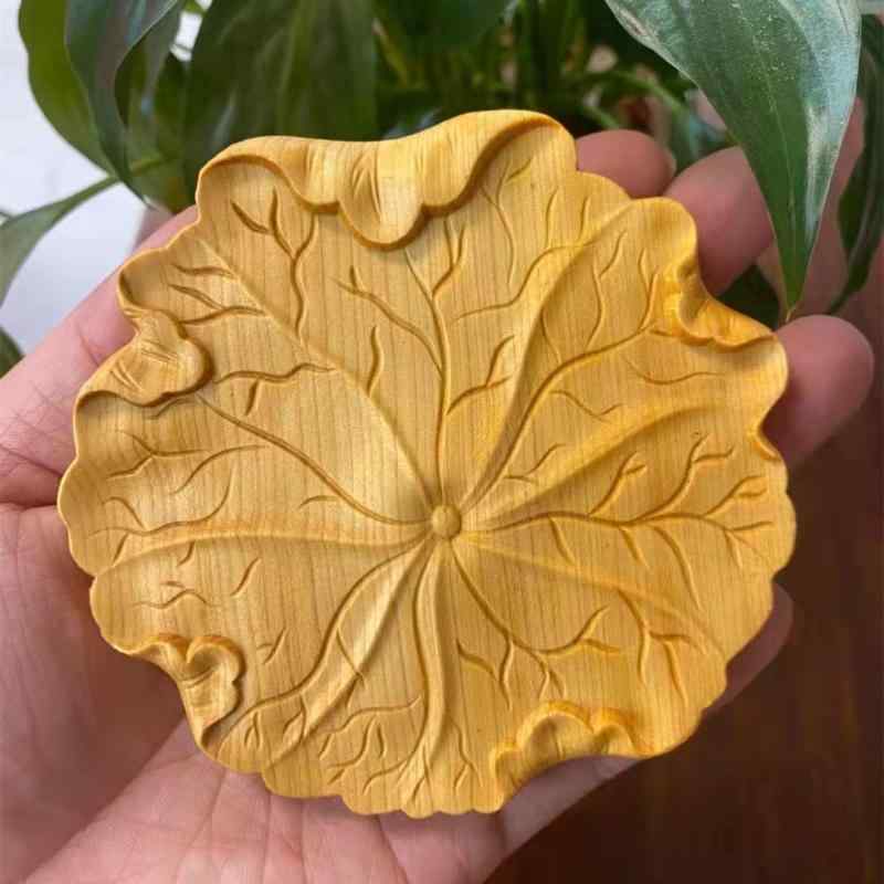 茶器 柏木 無垢材 彫刻 蓮の葉 茶托 