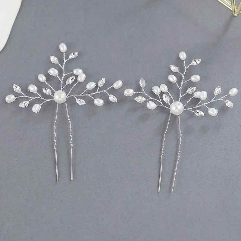 ヘッドドレス パール ブライダル 花嫁 ウェディング 結婚式 多色 多用途 アップヘア 挿しピン 電気メッキ加工 合金製 髪飾り パーティー 発表会(x2)