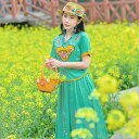 セットアップ レディース Tシャツ トップス スカート ボトムス 春夏 涼しい エスニック 刺繍 ハイウエスト Aライン ロング丈 コットンリネン 2点セット ...