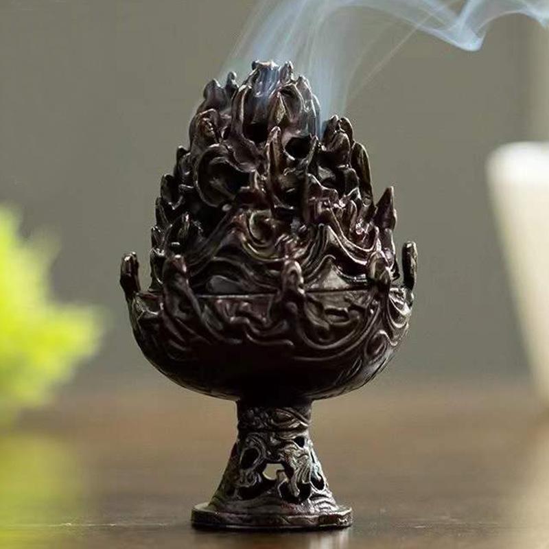 香炉 室内用 コーン型お香立て 博山 合金製 電気メッキ加工 小型 レトロ クラシック アンティーク調 お..