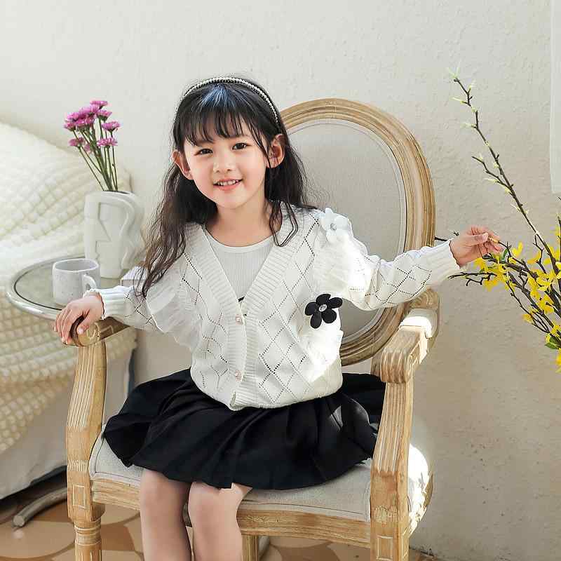 カーディガン キッズ 女の子 冷房対策 日よけ 薄手 長袖 Vネック 羽織り 綿素材 無地 春夏 前開き ボタ..