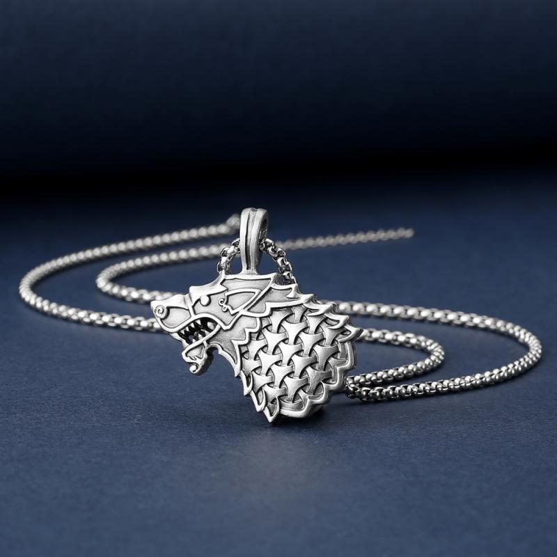 ネックレス メンズ レディース 共用 ゲーム オブ スローンズ ダイアウルフ スターク家 家紋 エンブレム..