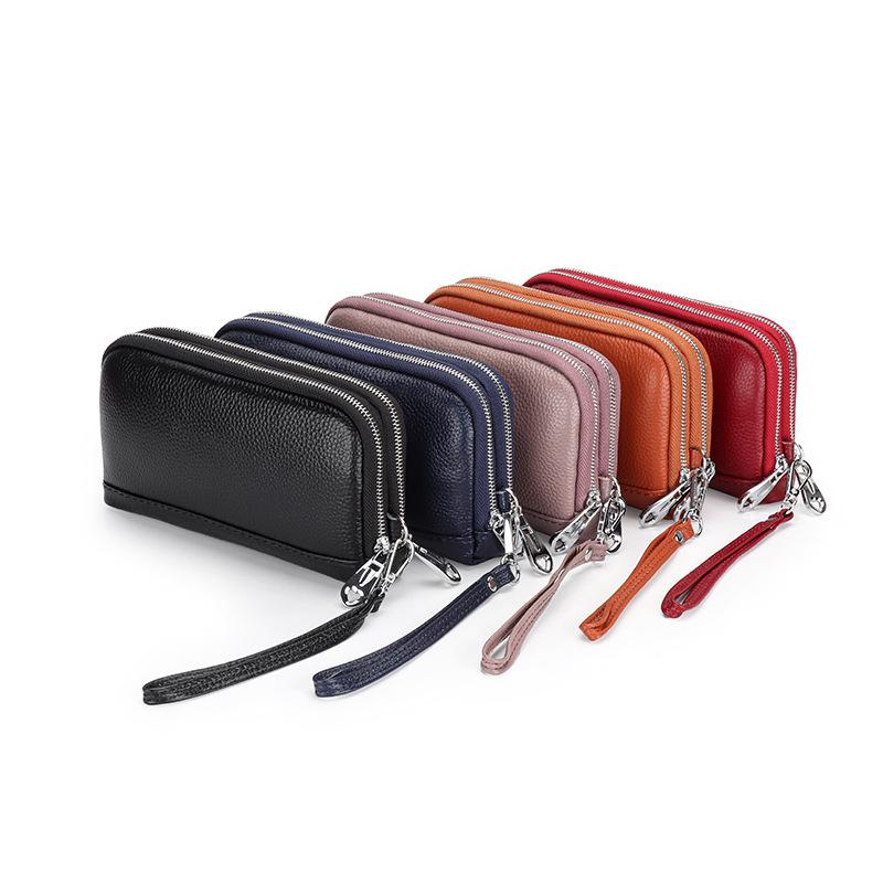 スマホポーチ レディース 長財布 本革 牛革 多機能 ダブルファスナー クラッチバッグ ハンドバッグ デ..