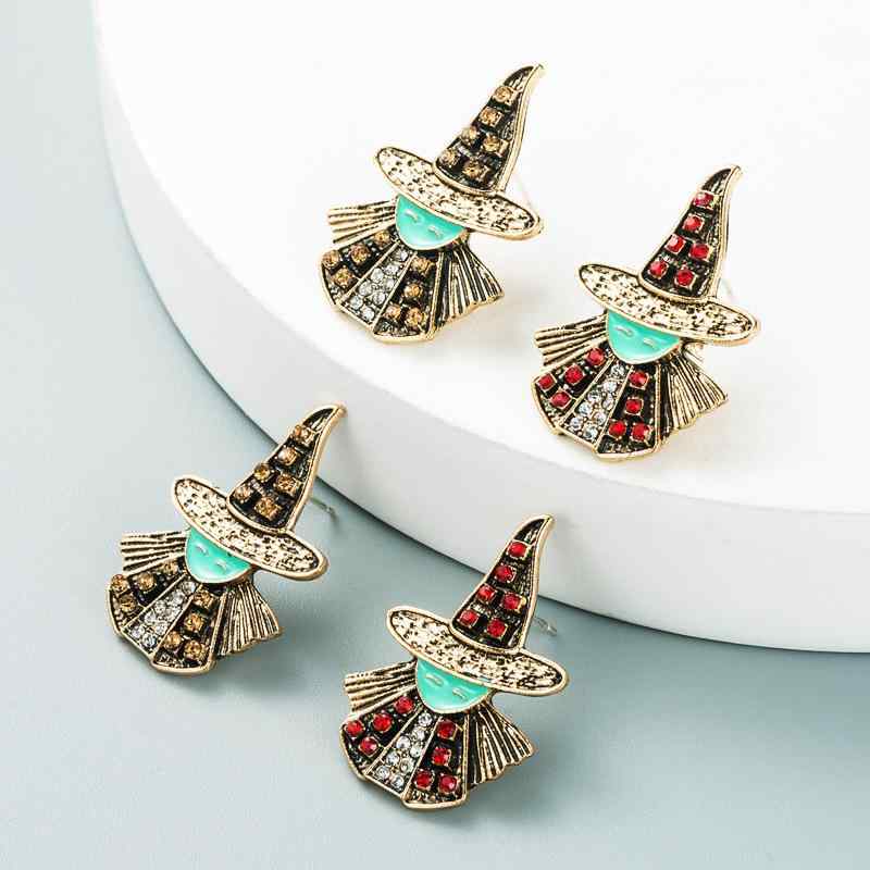 ピアス レディース 女性用 ハロウィン 魔女 キャラクター ジルコニア 埋め込み 欧米風 ダーク ゴシック..