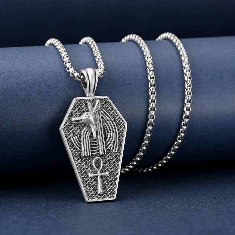 ネックレス メンズ エジプト アヌビス ヒエログリフ ペンダント チタン ステンレス レトロ ヴィンテージ ヒップホップ アクセサリーのサムネイル